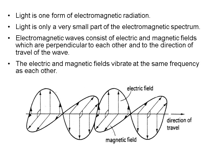 Light is one form of electromagnetic radiation.  Light is only a very small